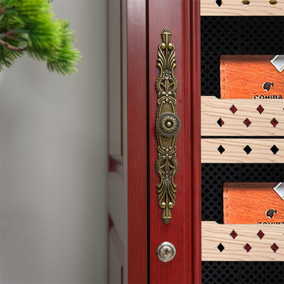 Lockable Glass Door Touch Control Red Solid Wood Cigar Cooler Humidor